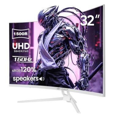 Imagem de CRUA Monitor de jogos curvo de 32 polegadas, tela VA 144Hz/160Hz 4K UHD (3840 * 2160P) 1500R, suporta AMD Freesync, 120% sRGB, alto-falantes embutidos, iluminação RGB, instalações montáveis na parede