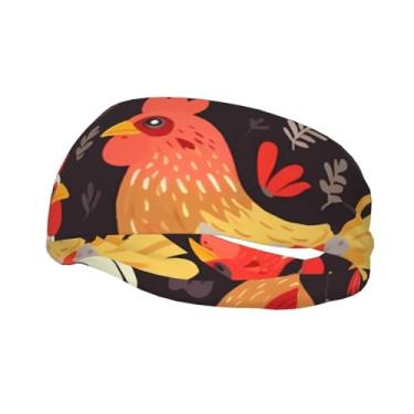 Imagem de Bandanas de corrida para homens e mulheres, galinhas fofas, faixas de suor esportivas com absorção de umidade, lenço de cabeça atlético, faixa de cabelo elástica para tênis, basquete, corrida