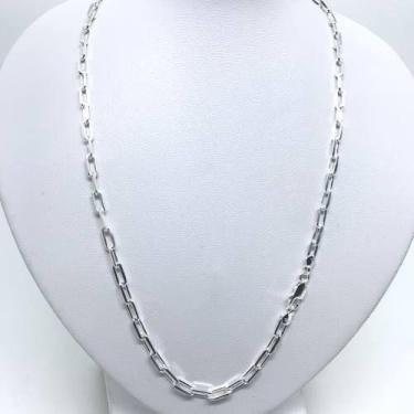 Imagem de Corrente + Pulseira  Cadeado  longa  4mm 60cm Prata 925 Belo - Michest