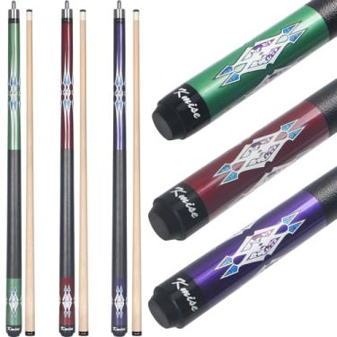 Imagem de Kmise Conjunto de bastões de bilhar - bastão de taco de sinuca de 147 cm, taco de bilhar profissional de bordo canadense, bastões de sinuca para adultos, 46 40 g, verde, vermelho, roxo, bastão de