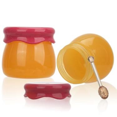 Imagem de COSIDEA 20 frascos de protetor labial de plástico vazios de 6 g Frasco bonito em forma de pote de mel para cosméticos DIY