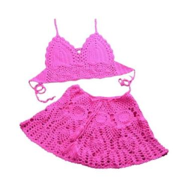 Imagem de Conjunto de Biquíni Crochê Feminino - Duas Peças com Saída de Praia, T