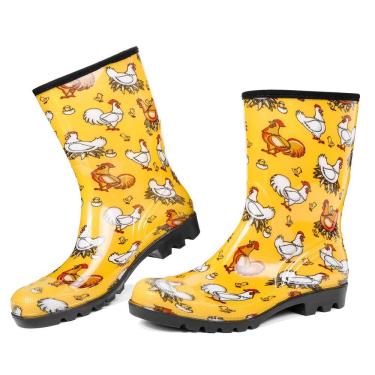 Imagem de Botas de chuva DKSUKO impermeáveis para mulheres amarelas