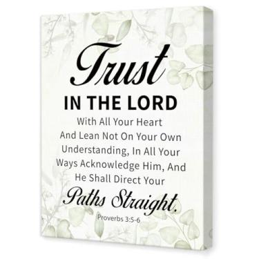 Imagem de Proverbs 3:5-6 Trust in the Lord Wall Art, Scripture Religious Canvas Wall Decor for Christian Home Office Church 11x15 polegadas (Sage Green Eucalyptus)