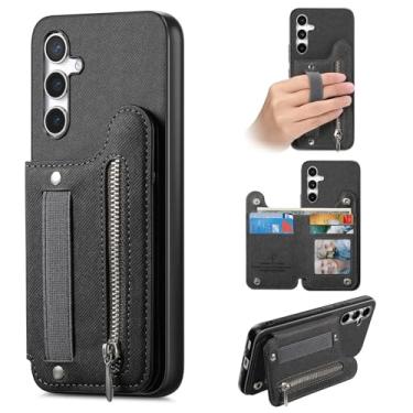 Imagem de Capa tipo carteira para Samsung Galaxy A25 com alça para cartão (para Samsung Galaxy A25/Preto)