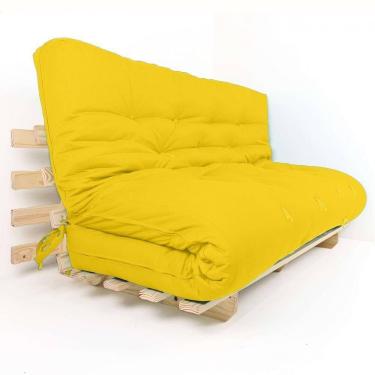 Imagem de Sofa Cama Futon Oriental King Amarelo Madeira Maciça Pinus Natural Sem Pintura