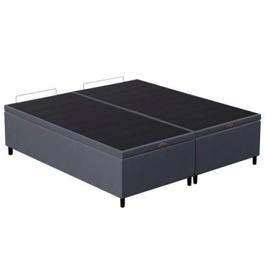 Imagem de Base Cama Box Baú Casal Queen 158cm Hit Z04 Suede Cinza - Mpozenato