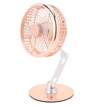 Imagem de Diydeg Ventilador de Mesa, 3 Velocidades Ajustáveis de Metal Silencioso fã de Desktop 360 ° Rotação Pequena USB Recarregável 3 Eixo Dobrável Ventilador de Resfriamento para Escola de (Rose Gold)