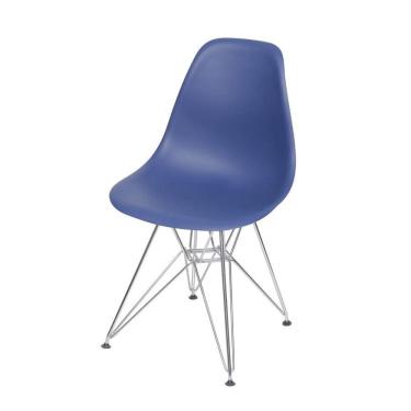 Imagem de Cadeira Boxbit Dkr Eames Base Cromada Azul Marinho