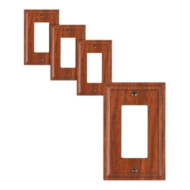 Imagem de TREEWELL Pacote com 4 placas decorativas de cobertura de tomada, placas decorativas de grão de madeira e tampas de tomada, placas de parede de fibra de bambu natural para tomadas elétricas