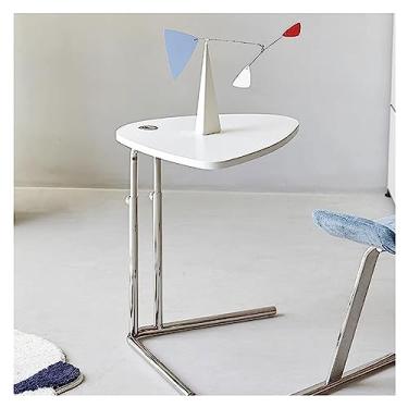 Imagem de Mesa de chá pequena, mesa de canto para pequenos espaços, mesa de destaque ao ar livre, pátio, mesa de centro para sala de estar, quarto, varanda, escritório, altura ajustável, com pernas de aço