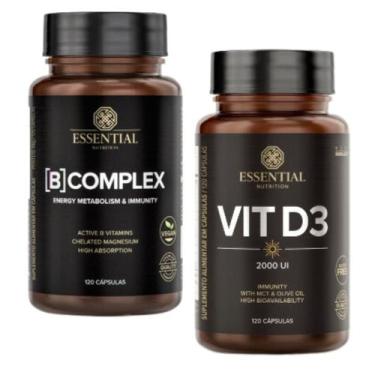 Imagem de Kit B Complex Vitamina B Vitamina D3 2000 UI 120 cápsulas cada Essenti