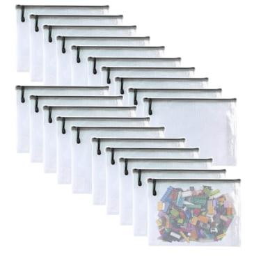 Imagem de Oaimyy -20 Peças - Bolsa De Malha Com Zíper Para Documentos, Pastas Arquivo Zíper, Bolsas Quebra-Cabeça Organização E Armazenamento (Preto, 7" X 11")
