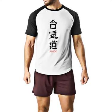 Imagem de Camiseta Raglan Aikido letras Japao - Alearts, P