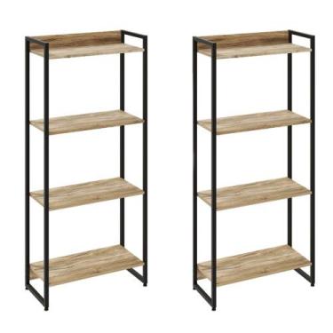 Imagem de Kit 2 Estantes Multiuso Escritório Industrial 4 Prateleiras Areta 145x