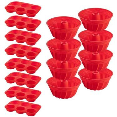 Imagem de 8 Jogo Formas Silicone Espiral 23,5cm e 6 Cupcake Sortida - QUALITY HO