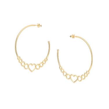 Imagem de Brinco Rommanel Banhado Ouro Maxi Argola Círculos e Coração 527081