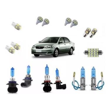 Imagem de Kit Lâmpada Super Branca Farol + Leds Corolla 2003 Á 2007 - Techone