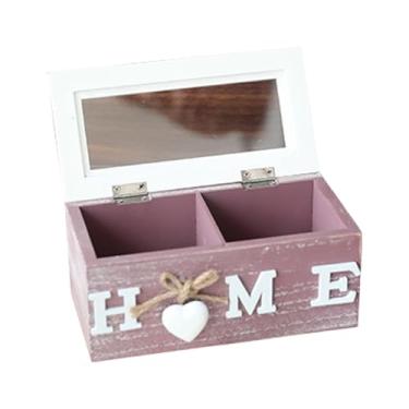 Imagem de Generic Caixa de armazenamento de madeira, organizador de mesa, presentes com tampa transparente, suporte versátil para caixa de joias, mesa de cabeceira para, Roxo