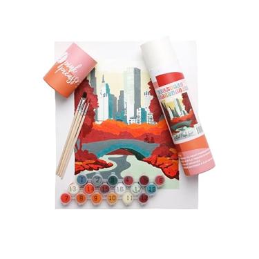 Imagem de Pink Picasso Kits de pintura moderna de meados do século por número para todas as idades | Kit de artesanato DIY Color by Numbers Tinta acrílica em tela para iniciantes kits de pintura como visto em