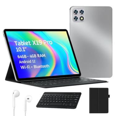 Imagem de Tablet X19 Pro 10.1 Polegadas, 64GB + 4GB RAM, Android 12, 5G, Wi-Fi, Teclado + Capa Inclusos, Cinza