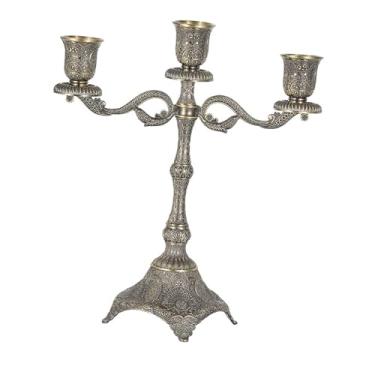 Imagem de Baoblaze Suporte de vela cônico Suporte de vela para casa Castiçal de mesa Candelabro para sala de jantar Balcão de cozinha Halloween Inauguração de casa, com 3 Braços