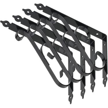 Imagem de 4 Pack Suportes De Parede Retro Preto Branco Pesado L Corner Brace Suportes De Prateleira Decorativos Suporte De Prateleira Flutuantes Suportes De Metal Com Parafusos, Black, 25.5x40cm/10x15.7in