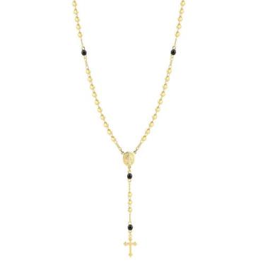 Imagem de Gargantilha Terço Nossa Senhora Das Graças Com Cristal Negro - Radhau 