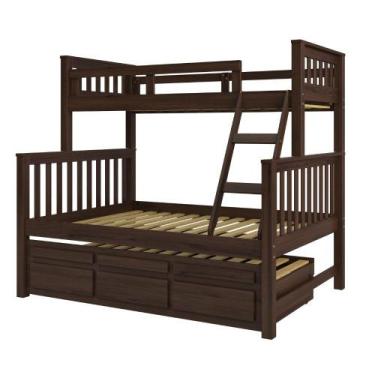 Imagem de Treliche com Cama de Casal 3 Gavetas Madeira Maciça Saraiva, Castanho