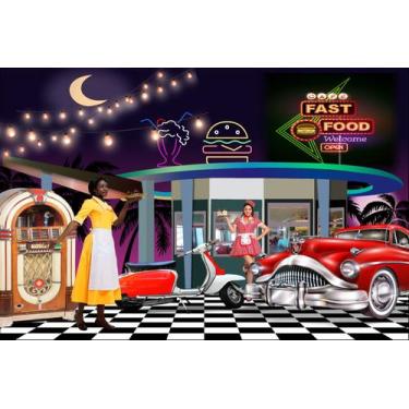 Imagem de Painel de Tecido Sublimado Lanchonete Vintage Drive Thru Rock - Fabrik