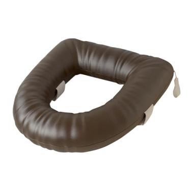 Imagem de ＫＬＫＣＭＳ Assento sanitário, à prova d'água, fácil de limpar, almofada para assento sanitário para deficientes e idosos, Marrom