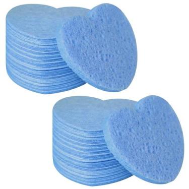 Imagem de Esponjas faciais Spunspon 100 unidades em forma de coração azul celulo