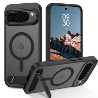 Imagem de Telaso Capa magnética para Google Pixel 9 Pro XL, compatível com Magsafe com suporte invisível, amortecedor traseiro fosco translúcido TPU grau militar Google Pixel 9 Pro XL, preto