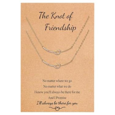Imagem de Colar infinito com nó de amizade BFF para 2 melhores amigas, joias de aniversário de longa distância, presentes para sua melhor amiga, Medium, Aço inoxidável, Sem Pedra Preciosa