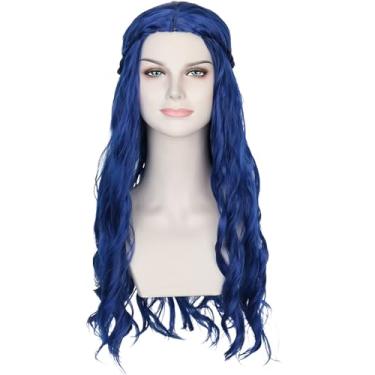 Imagem de Cosela Peruca feminina longa ondulada para fantasia de sereia azul para festa cosplay