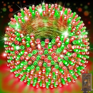 Imagem de SAUIRS Luzes de Natal de 500 LEDs de 500 luzes de corda para ambientes externos com 8 modos, temporizador à prova d'água, luz de fada, plugue para festa interna externa de Natal, palmeira, decoração
