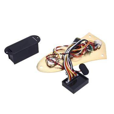 Imagem de aqxreight Placa de Controle de Bass Guitarra pré -conectada 3 Banda Eq pré -amplificador Com Push de Push Passivo Ativo para o Botão de Pull for Bass de Guitarra Elétrica Substituto (Ouro)