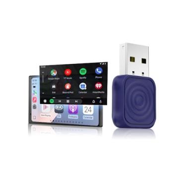 Imagem de Carlinkit Mini adaptador automotivo ultra sem fio CarPlay e Android – Dongle Plug & Play para iPhone e Android, converte com fio para sem fio, conexão rápida USB-A/USB-C, compatível com carros com fio