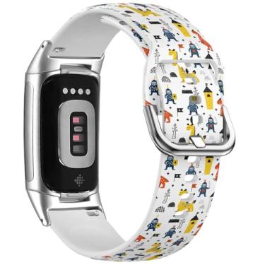 Imagem de MRAKPLGE Pulseira de relógio esportivo, estampa dragões, compatível com FitBit Charge 6 e Fitbit Charge 5, pulseira de silicone macio de substituição