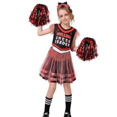 Imagem de Okbebe Roupas de líder de torcida para meninas com acessórios para crianças, Preto, 5 Anos