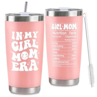 Imagem de Presente Girl Mom para novas mães, In My Girl Mom Era, 590 ml, conjunto de copos de aço inoxidável rosa para o dia das mães, mulheres grávidas, mamãe, grávidas, mães grávidas, mãe pela primeira vez