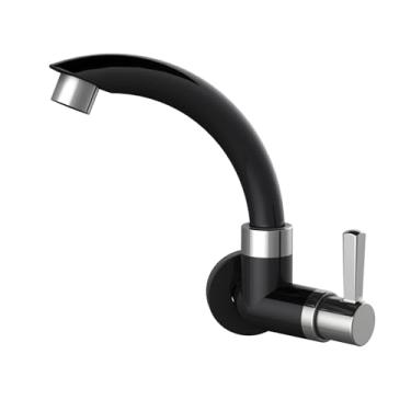 Imagem de Torneira Para Cozinha De Parede Bica Móvel Baixa Ándria Preta/Cromada Com Bitola De 1/2" – 3/4" Durín