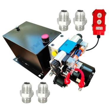 Imagem de Unidade de energia hidráulica de 12 V, estação de bomba hidráulica para plataforma de elevação de carro, reboques basculantes (1,6 kW 2 vias dupla ação 12qt)