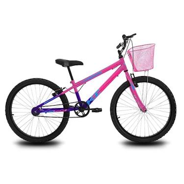 Imagem de Bicicleta Feminina Aro 24 Freio V-Brake em Aluminio Garfo Rigido Aros em Aluminio,Violeta Degrade Rosa