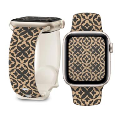 Imagem de Pulseira de silicone macio de 38 mm, 40 mm, 41 mm e 42 mm, pulseira de substituição com fecho clássico para Apple Watch Series SE11 10 9 8 7 6 5 4 3 2 1 Utral para mulheres (flores circulares)