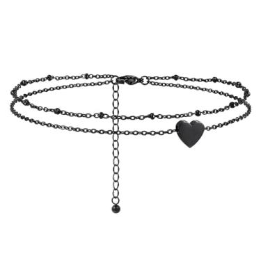 Imagem de INBLUE Tornozeleiras de aço inoxidável para mulheres, ouro, prata, ouro rosa, contas, fígaro/cubano, corrente de elos no tornozelo, ajustável, joia à prova d'água para praia, 1.6 mm, Aço inoxidável