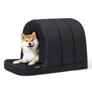 Imagem de Pelzin Casa de cachorro ortopédica – abrigo para cães à prova d'água ao ar livre com varanda – casa interna para animais de estimação com espuma de ovo – resfriamento – lavável na máquina – ideal para