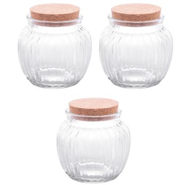 Imagem de Jogo De 3 Potes Vidro E Tampa De Rolha 600ml Classic Lyor