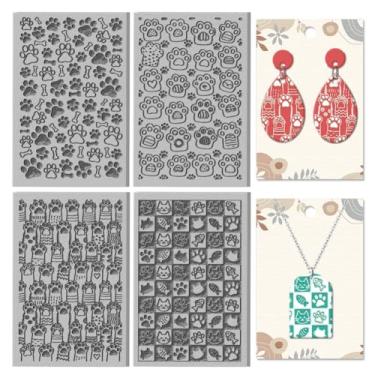 Imagem de CHGCRAFT Tapete de textura de argila de patas de gato, 4 folhas de textura de argila de polímero, ferramentas DIY para brincos de cerâmica, máquinas de gravação de carimbos, 9,99 x 6,6 cm