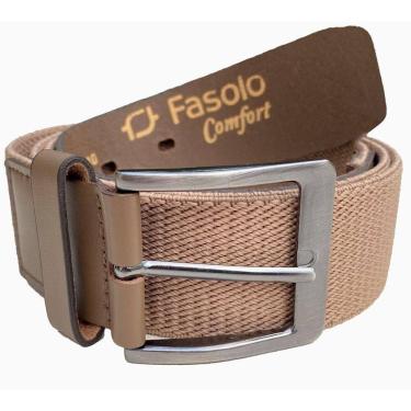 Imagem de Cinto Masculino Elástico De Couro Fivela Fasolo Caqui 100